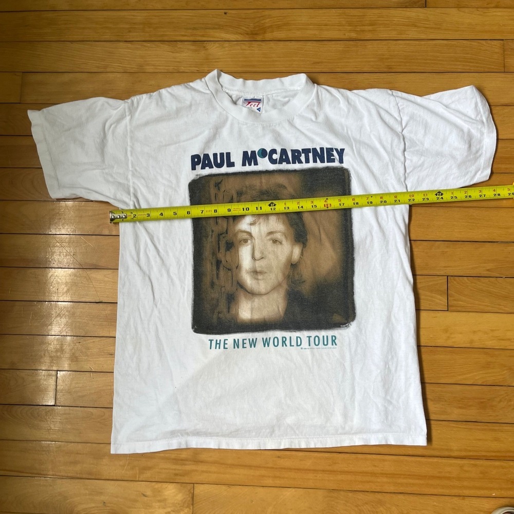 Vtg 1993 Paul McCartney The New World Tour T-Shirt White XL slightly faded white - Picture 9 of 12